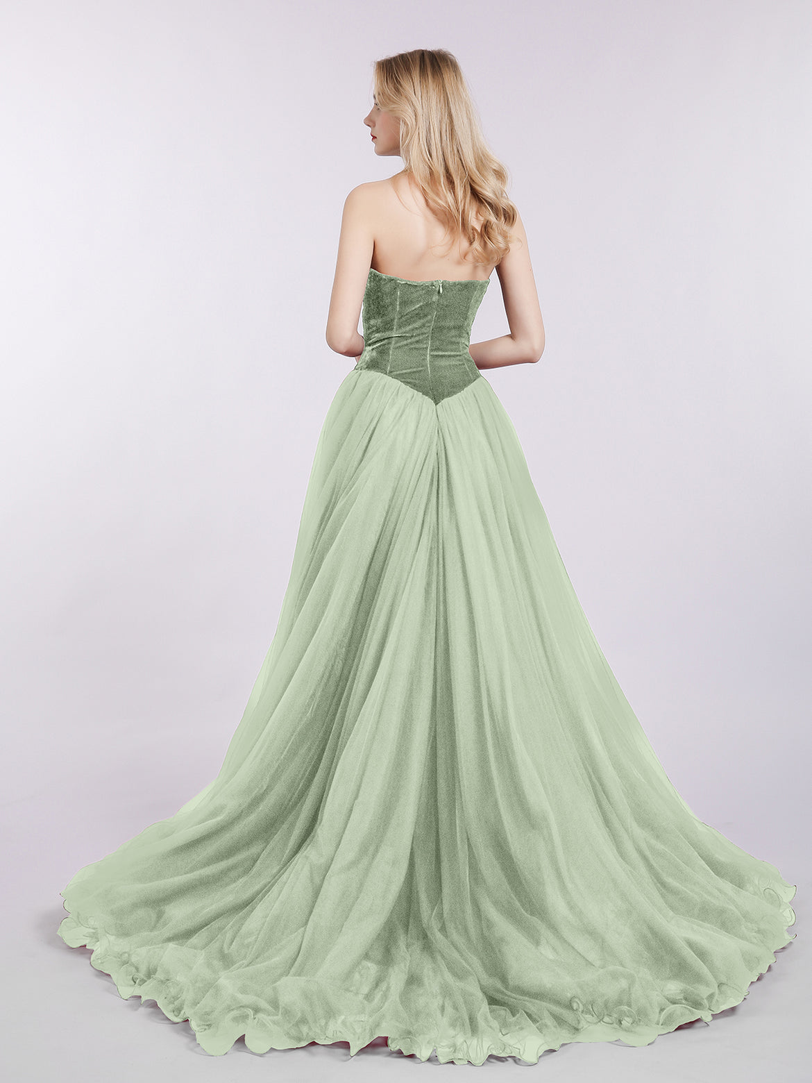 strapless open back dress Dusty Sage Green Prom Dresses One Shoulder Minimalist Sheath/Column St