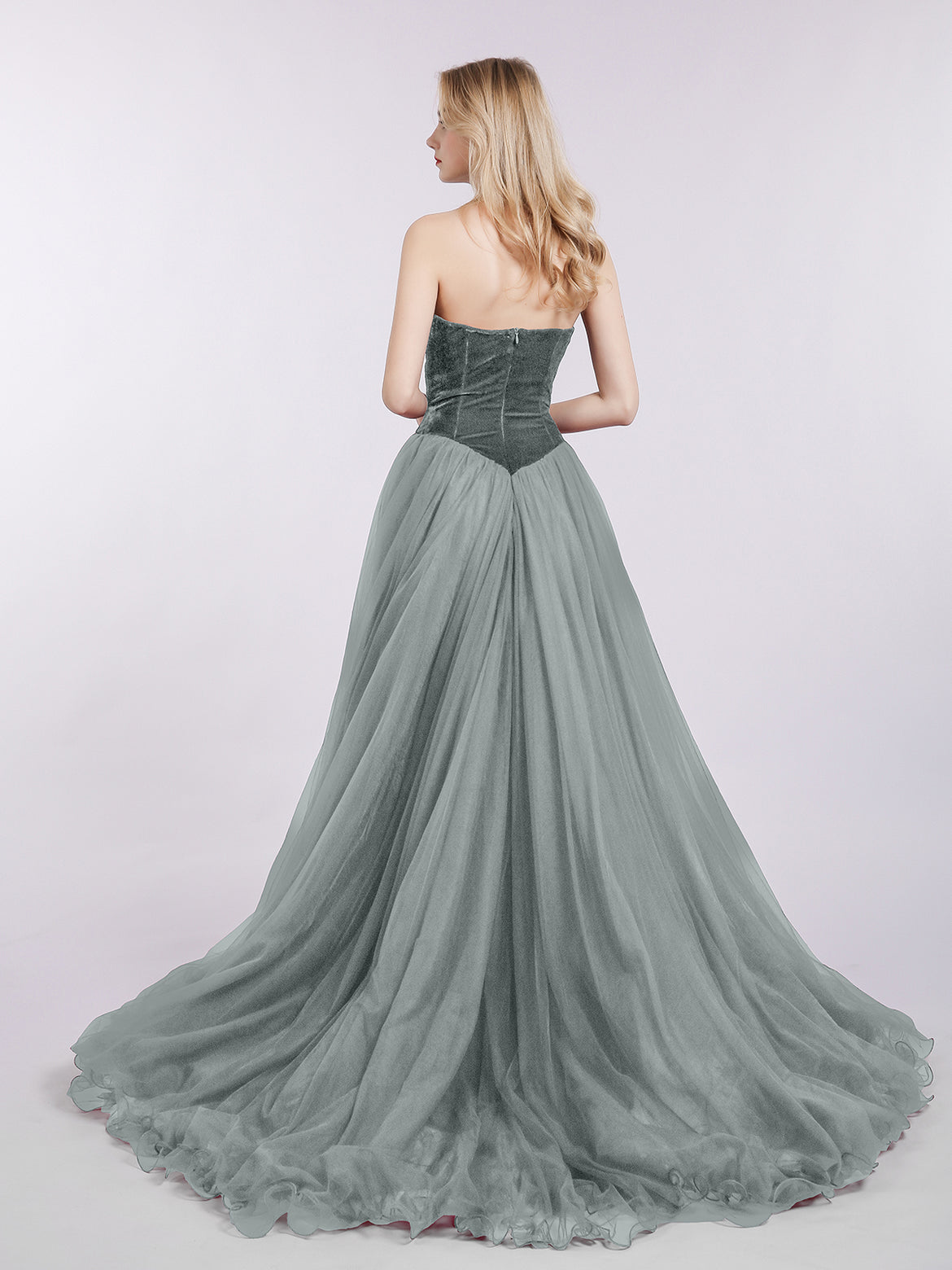 grey prom dresses uk Dreamyannie Women Grey Blue Long Sleeves Prom Dress Mermaid Beaded Lace Evening Dress Dreamyannie UK