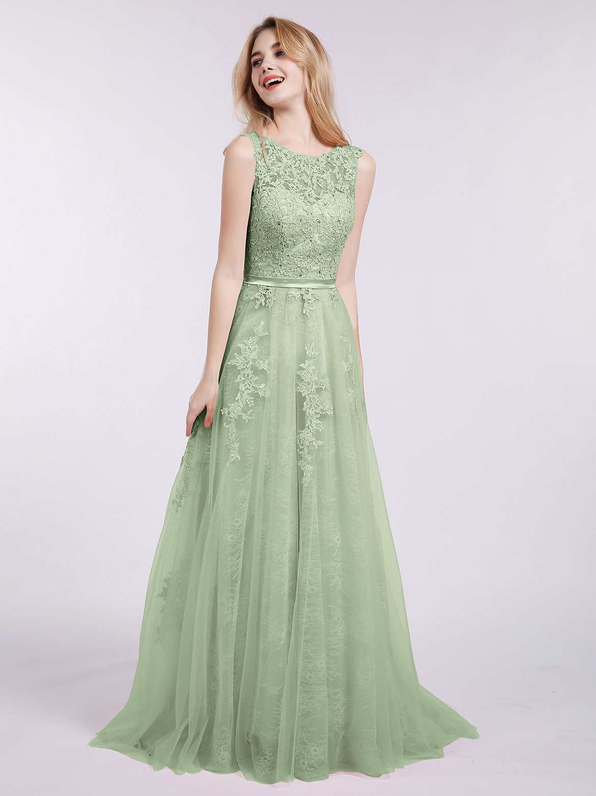 green emerald velvet dress Glitter-Tulle Long Sage Green Prom Dress main image 0