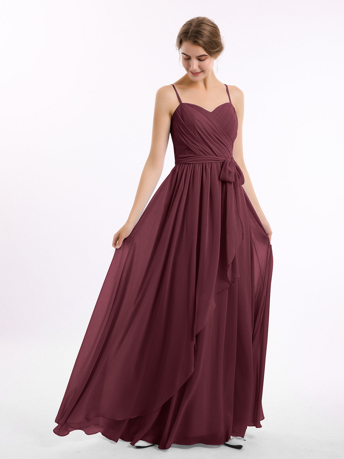 BABARONI Chiffon Cabernet Bridesmaid Dresses A-line Sweetheart ...