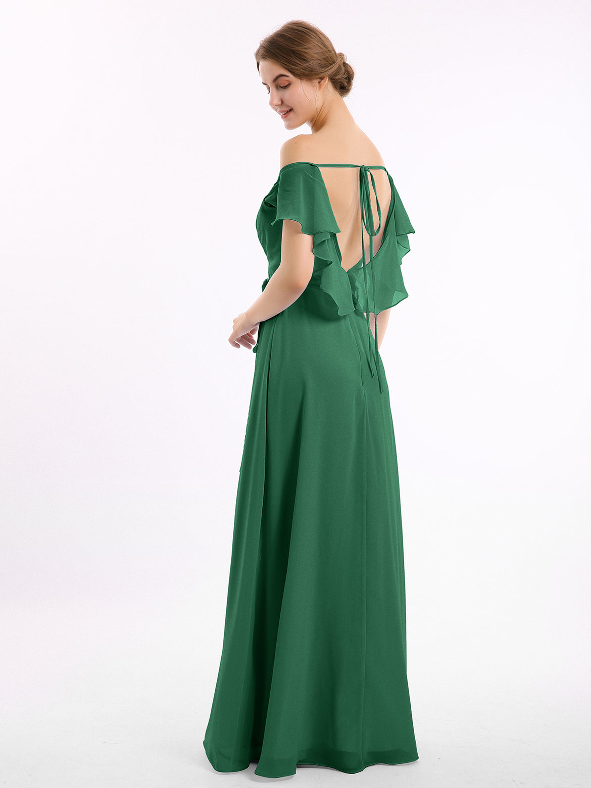 chiffon bridesmaid dresses uk Leely Women Peach Long Bridesmaid Dress One Shoulder Chiffon Formal Dress With Side Slit leelyuk