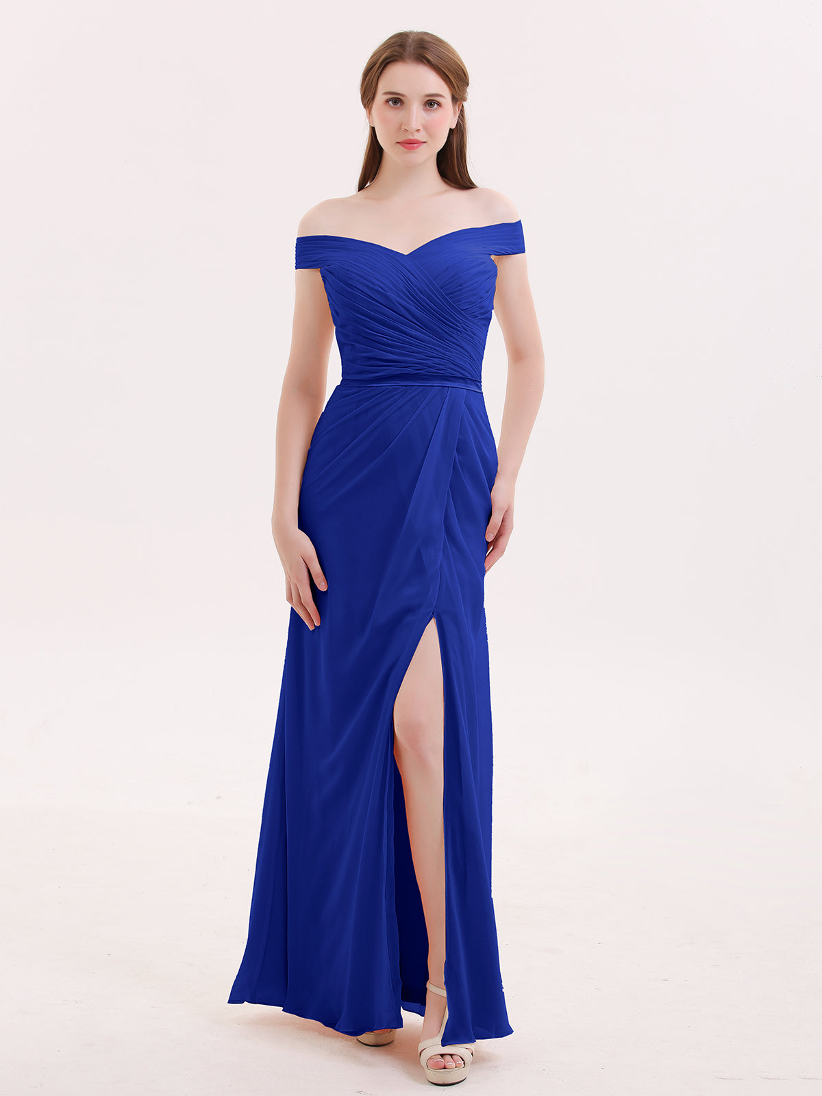 Royal blue off the shoulder maxi dress sale