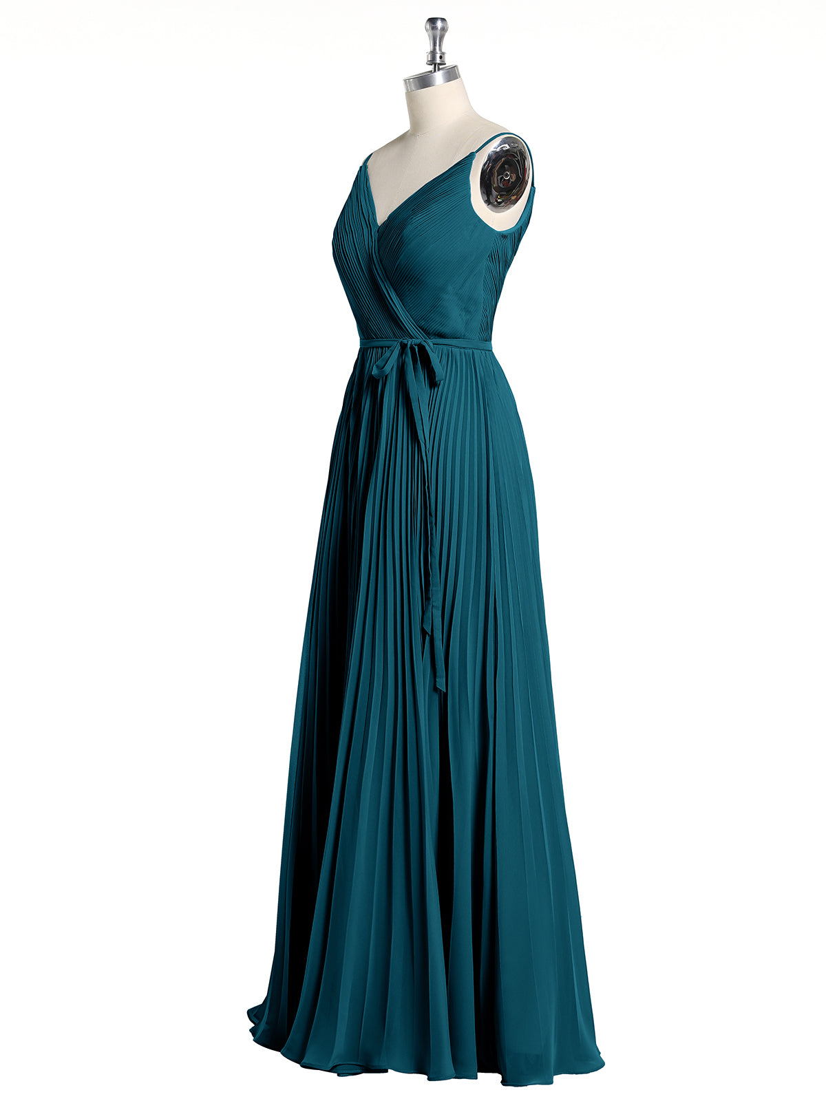 Full Pleated Skirt Chiffon Bridesmaid Dress Ink Blue BABARONI