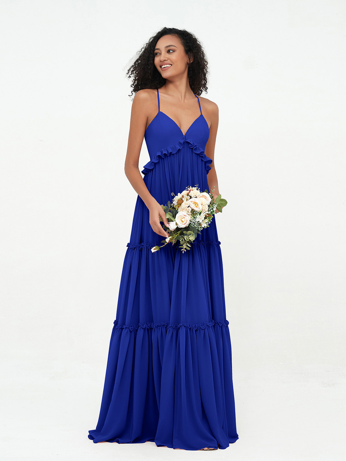 XSCAPE Cut Out hot Chiffon Navy Blue Empire Waist Bridesmaid Gown Style: XS5022