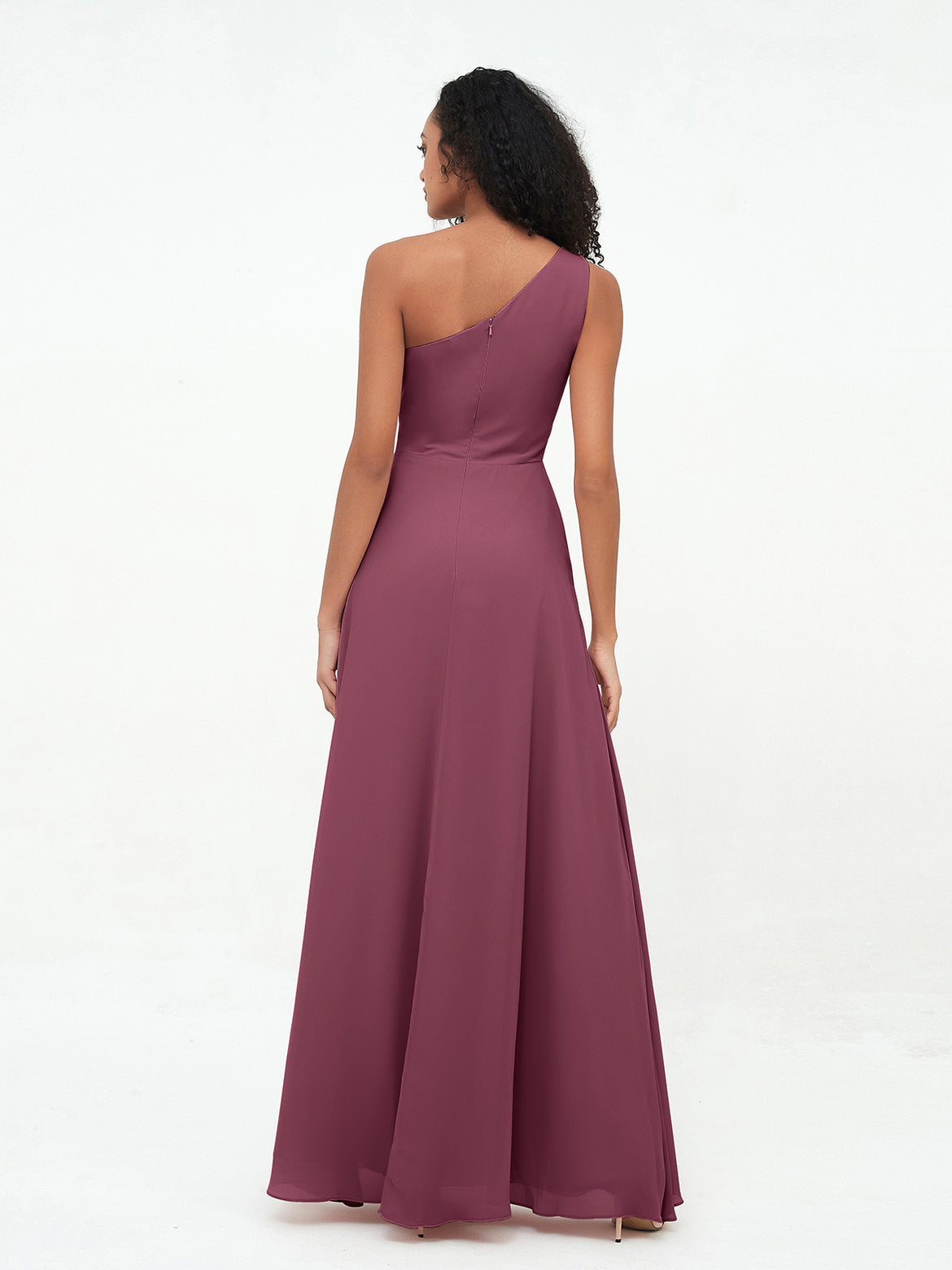 mulberry colour bridesmaid dresses Elegant Mulberry Purple One-shoulder Lace Top Mermaid Long Bridesmaid –  SposaBridal