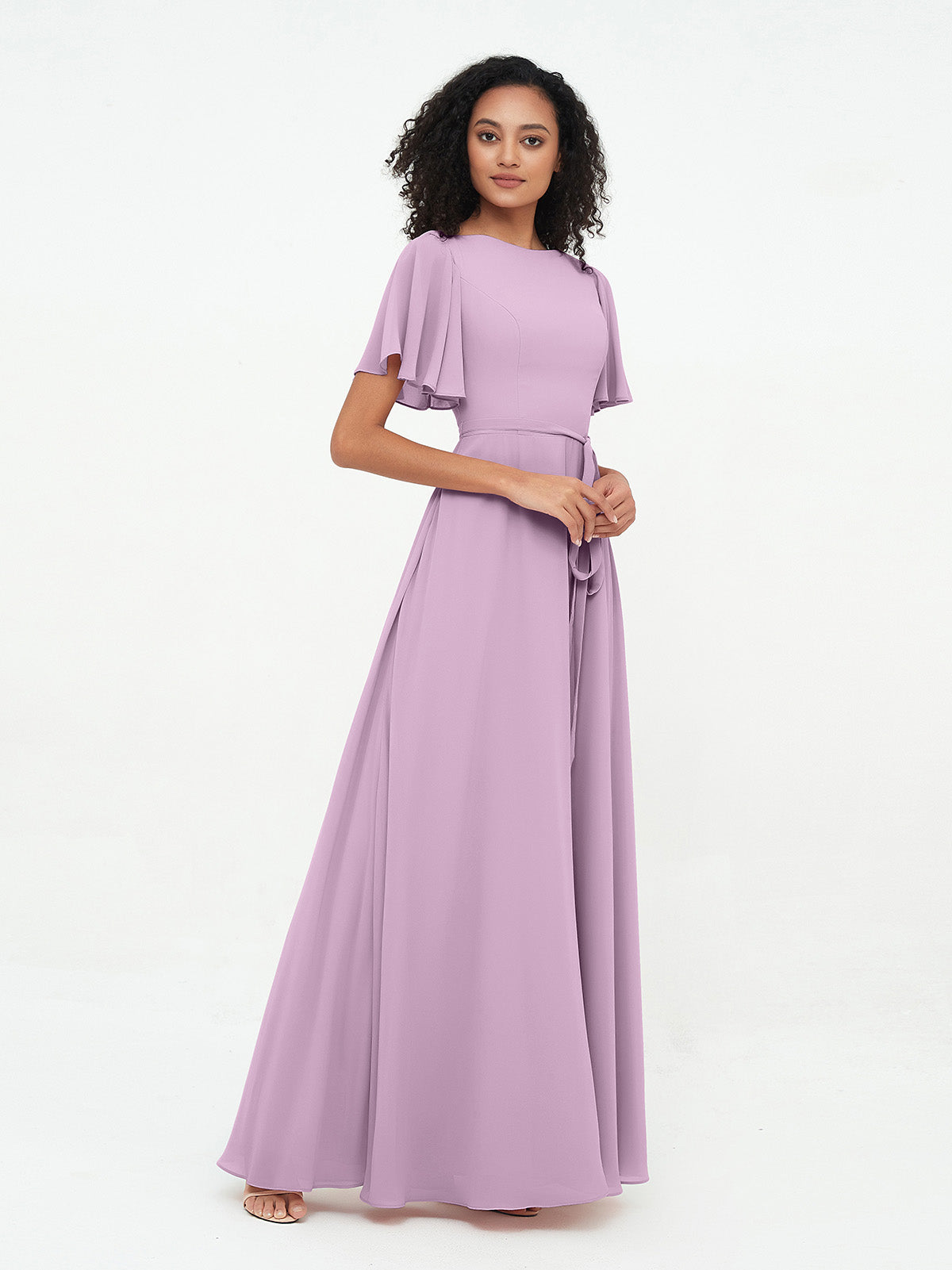 Chiffon dresses with sleeves on sale uk