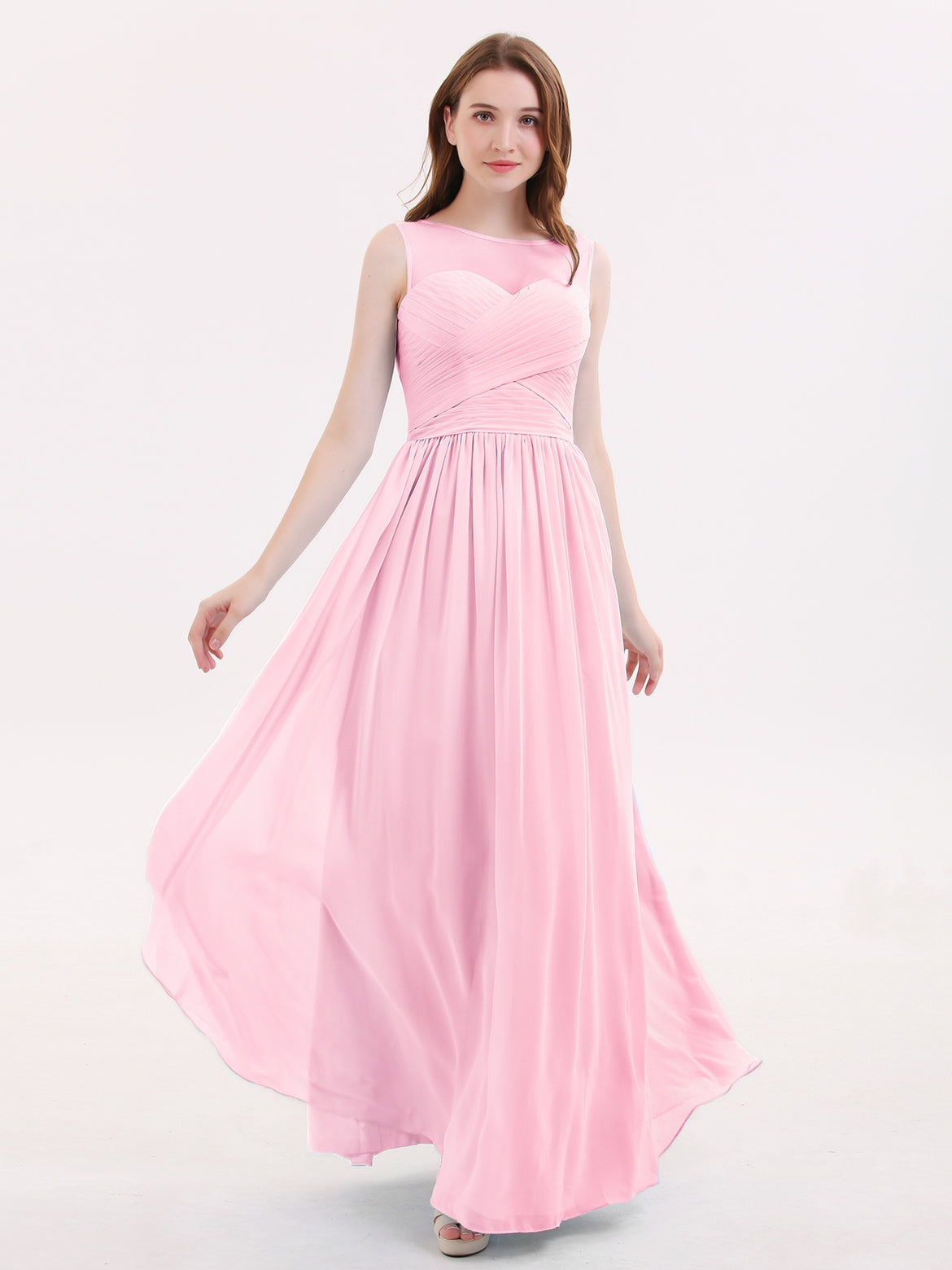 white christmas dresses Dreamyannie Women Lilac Lace Chiffon Bridesmaid Dress Bateau Neck  Sleeveless Wedding Party Dress – Dreamyannie UK main image 1
